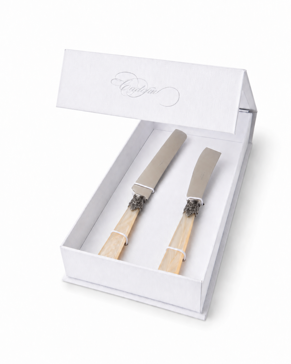 Cake & Pastry Knife Gift Set, Ivory (Mother-of-Pearl Sheen), Luxury White Gift Box, EME Napoleon