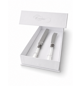 Set de Regalo Cuchillo para Tarta y Cake, Blanco (Brillo Nácar)