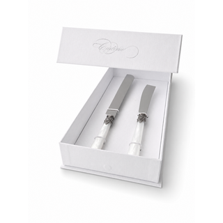 Set de Regalo Cuchillo para Tarta y Cake, Blanco (Brillo Nácar)