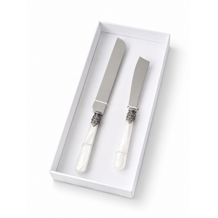 Set de Regalo Cuchillo para Tarta y Cake, Blanco (Brillo Nácar), EME Napoleon