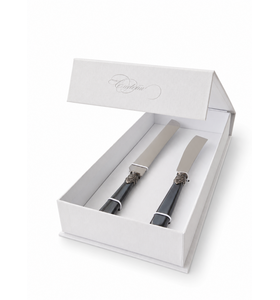 Coffret Cadeau Couteau à Gâteau & Couteau à Cake, Noir (Éclat Nacré)