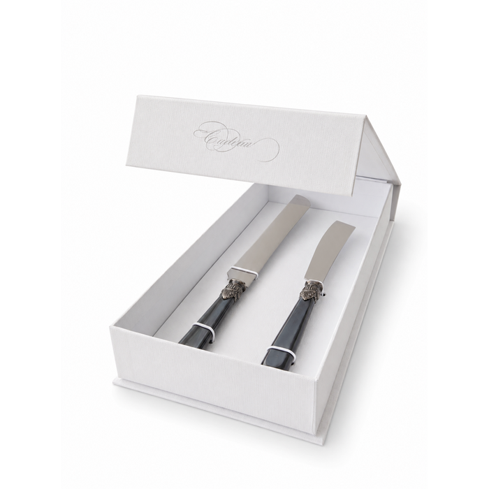 Coffret Cadeau Couteau à Gâteau & Couteau à Cake, Noir (Éclat Nacré), EME Napoleon