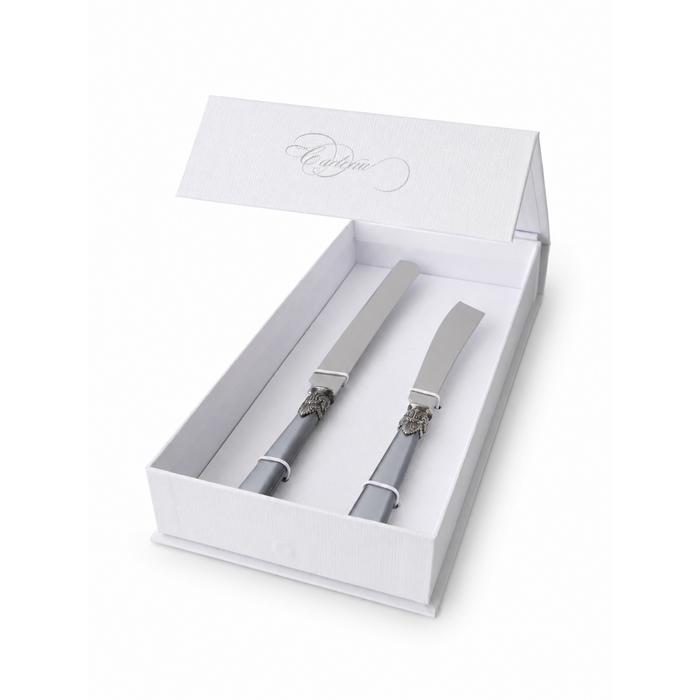 Torten- & Kuchenmesser Geschenkset, Grau (Perlmutt), EME Napoleon
