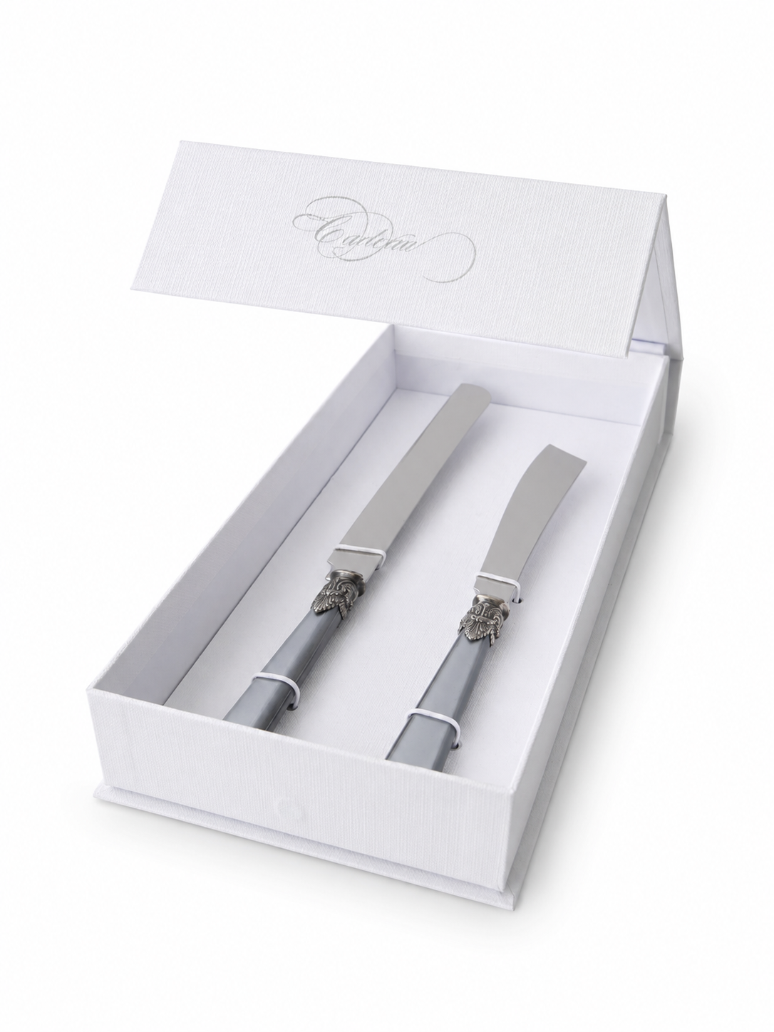Coffret Cadeau Couteau à Gâteau & Couteau à Cake, Gris (Éclat Nacré), EME Napoleon