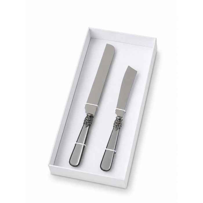 Set de Regalo Cuchillo para Tarta y Pastel, Gris (Brillo Nácar), EME Napoleon