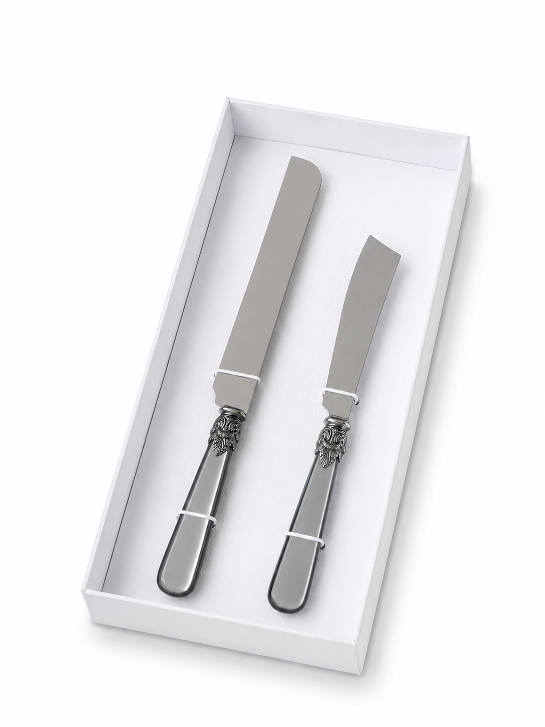 Set de Regalo Cuchillo para Tarta y Pastel, Gris (Brillo Nácar), EME Napoleon