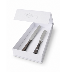 Coffret Cadeau Couteau à Gâteau & Couteau à Cake, Brun (Éclat Nacré)