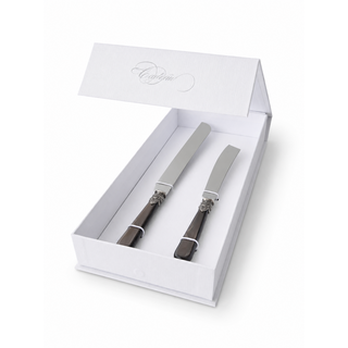 Set de Regalo Cuchillo para Tarta y Pastel, Marrón (Brillo Nácar)
