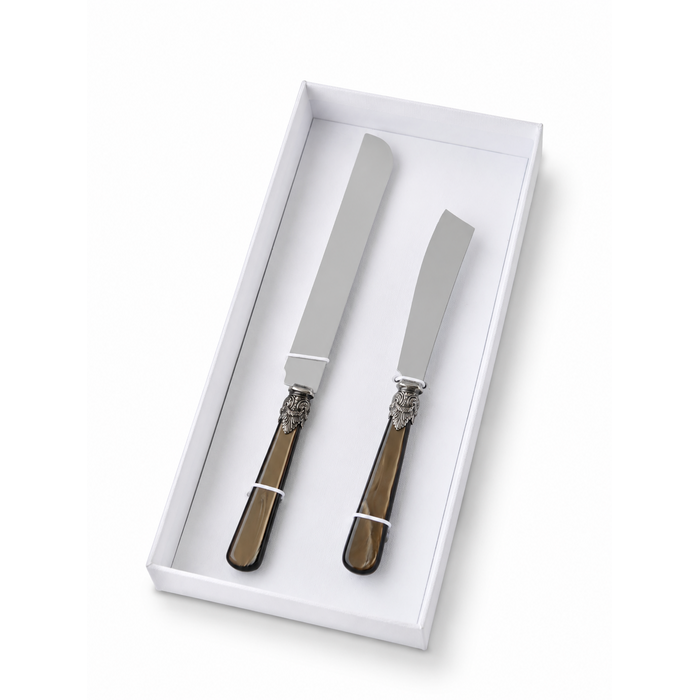 Set de Regalo Cuchillo para Tarta y Pastel, Marrón (Brillo Nácar), EME Napoleon