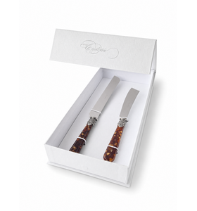 Coffret Cadeau Couteau à Gâteau & Couteau à Cake, Brun (Tortue)
