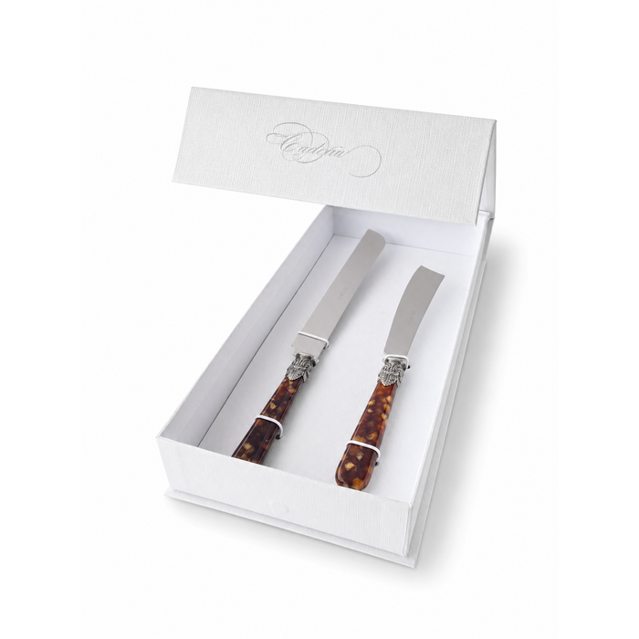 Cake & Pastry Knife Gift Set, Brown (Turtle Motif), EME Napoleon