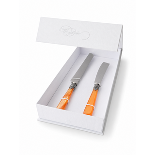 Coffret Cadeau Couteau à Gâteau & Couteau à Cake, Orange (Nacré)