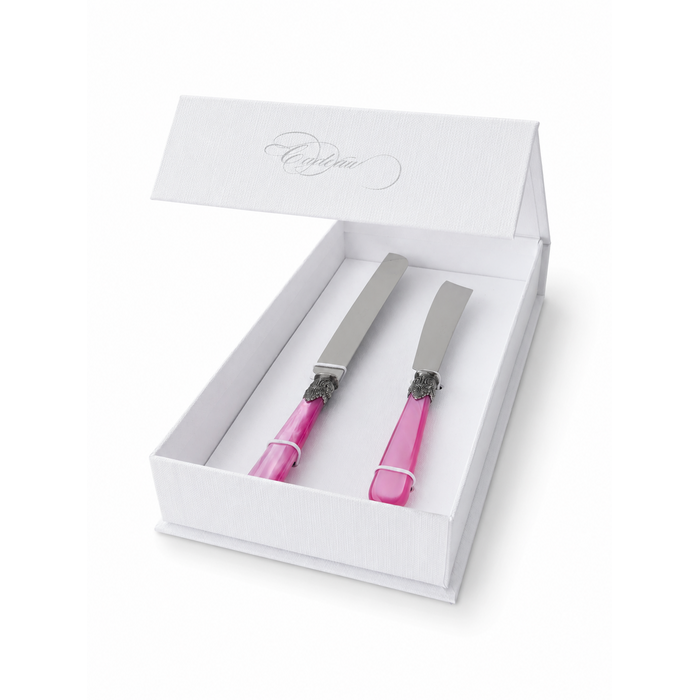Coffret Cadeau Couteau à Gâteau & Couteau à Cake, Fuchsia (Nacré), EME Napoleon