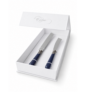 Coffret Cadeau Couteau à Gâteau & Couteau à Cake, Bleu (Mat)