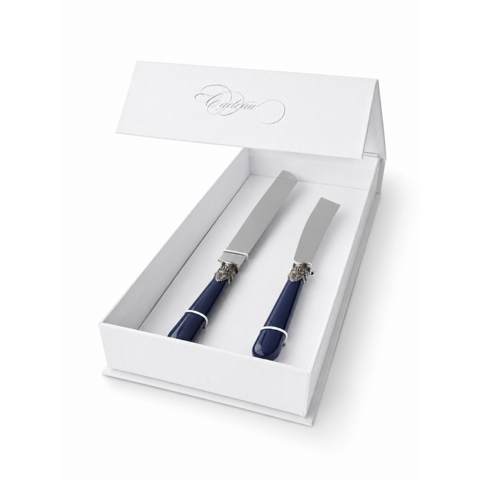 Set de Regalo Cuchillo para Tarta y Pastel, Azul (Mate), EME Napoleon