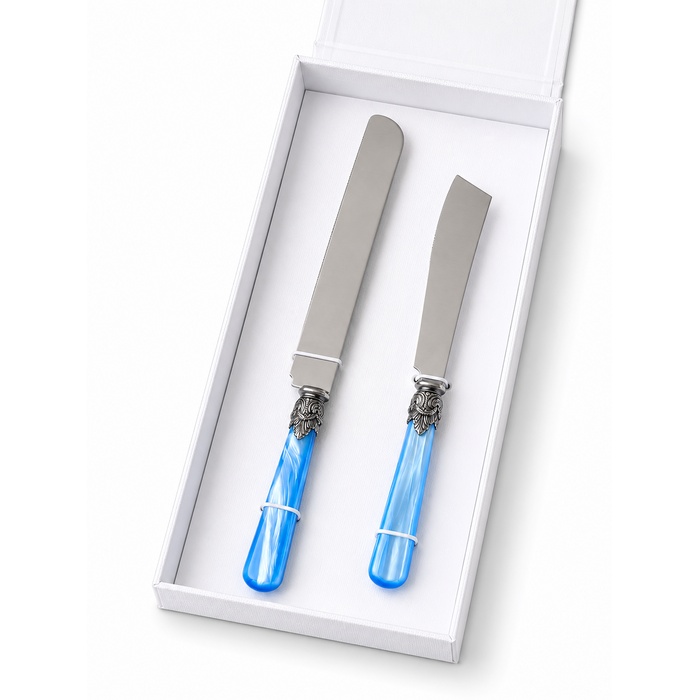 Cake & Pastry Knife Gift Set, Light Blue (Mother-of-Pearl), EME Napoleon