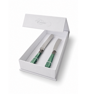 Coffret Cadeau Couteau à Gâteau & Couteau à Cake, Vert (Nacré)
