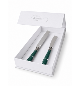 Geschenkset mit Tortenmesser und Kuchenmesser, Grün (matt)
