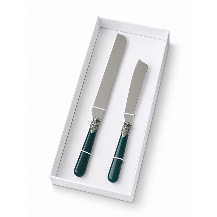 Coffret Cadeau Couteau à Gâteau & Couteau à Cake, Vert (Mat), EME Napoleon