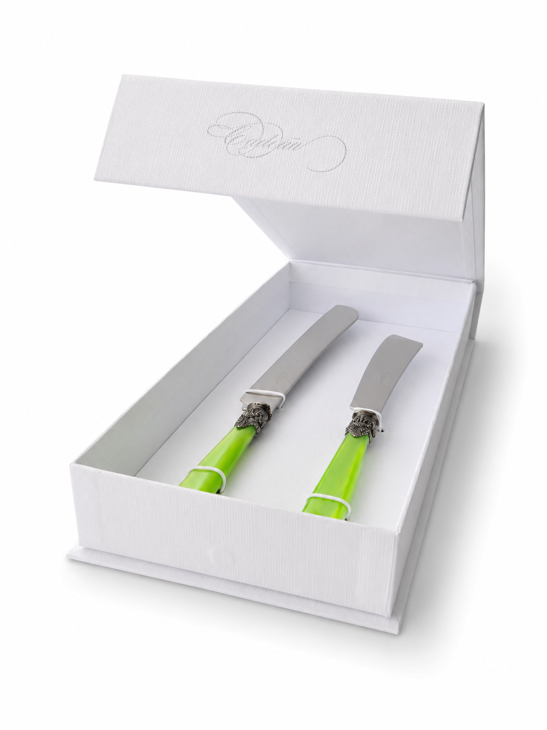 Coffret Cadeau Couteau à Gâteau & Couteau à Cake, Vert Clair (Nacré), EME Napoleon