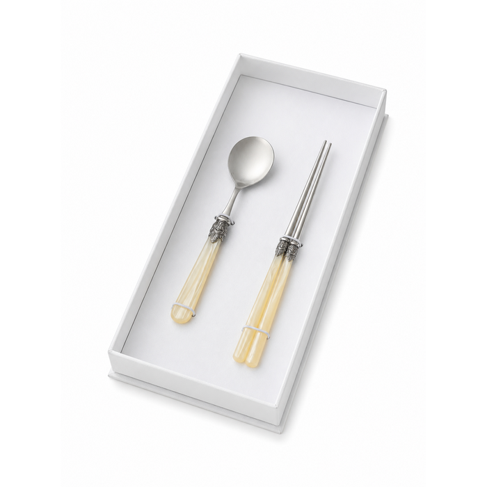 Coffret Cadeau Baguettes & Cuillère à Soupe Ivoire (Nacré), EME Napoleon