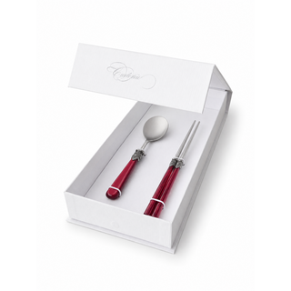 Essstäbchen & Suppenlöffel Geschenkset, Rot (Perlmutt)