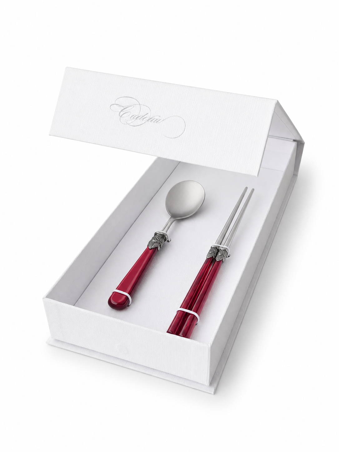 Coffret Cadeau Baguettes & Cuillère à Soupe Rouge (Nacré), EME Napoleon