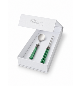 Geschenkset mit Essstäbchen und Suppenlöffel, Grün (Perlmutt)