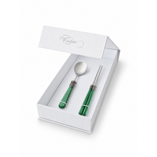 Set Regalo Palillos & Cuchara para Sopa Verde (Nácar)