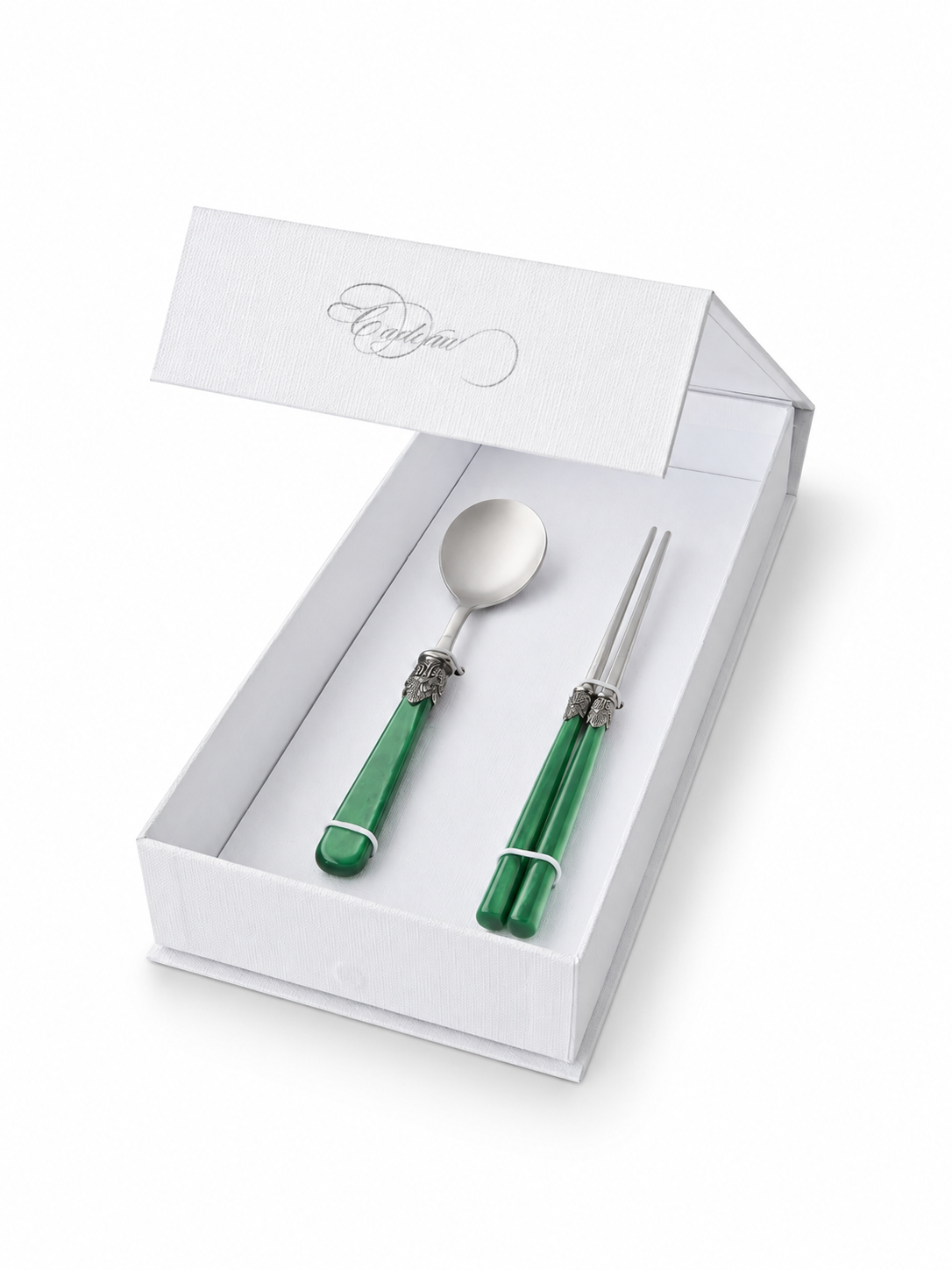 Essstäbchen & Suppenlöffel Geschenkset, Grün (Perlmutt), EME Napoleon