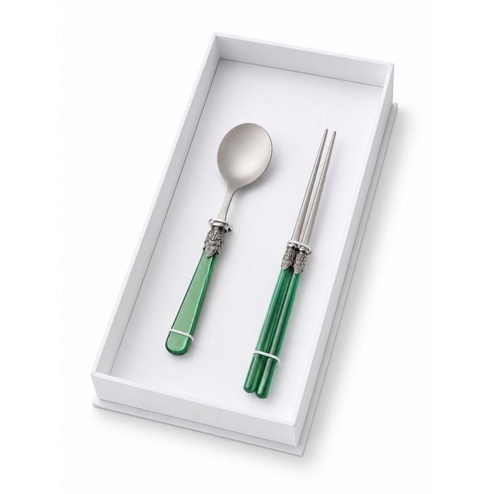 Eetstokjes & Soep-eetlepel Cadeauset, Groen (Parelmoer), EME Napoleon