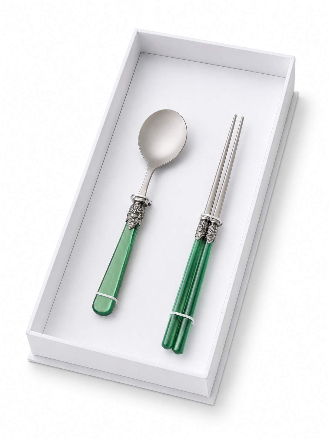 Chopsticks & Soup Spoon Gift Set, Green (Mother-of-Pearl), EME Napoleon