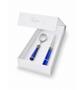 Geschenkset mit Essstäbchen und Suppenlöffel, Blau (Perlmutt)