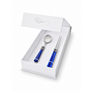 Essstäbchen & Suppenlöffel Geschenkset, Blau (Perlmutt)