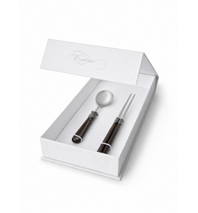 Geschenkset mit Essstäbchen und Suppenlöffel, Braun (Perlmutt)