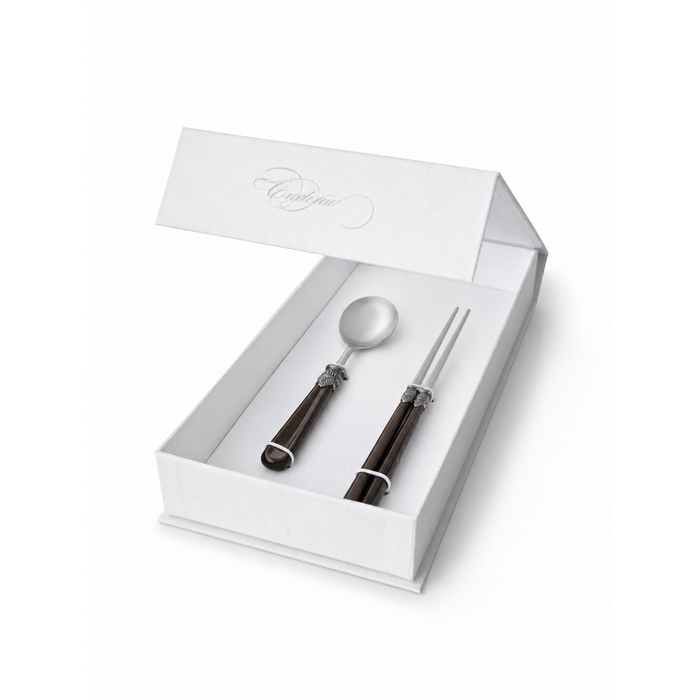 Eetstokjes & Soep-eetlepel Cadeauset, Bruin (Parelmoer), EME Napoleon