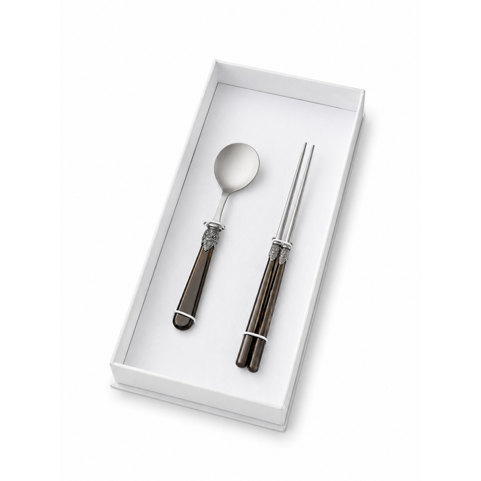 Chopsticks & Soup Spoon Gift Set, Brown (Mother-of-Pearl), EME Napoleon