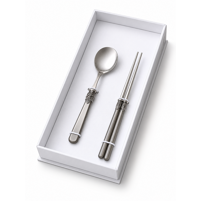 Chopsticks & Soup Spoon Gift Set, Grey (Mother-of-Pearl), EME Napoleon
