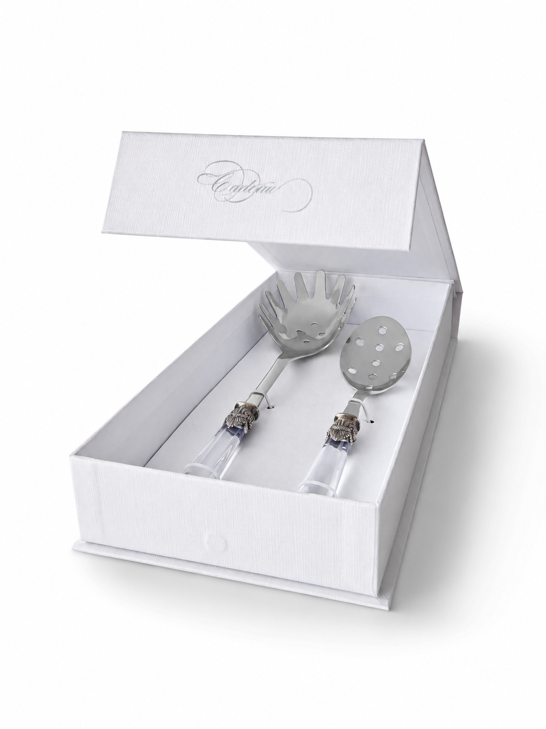 Set de Cubiertos para Pasta (2 piezas), Transparente, Cuchara para Espaguetis y Cuchara Ranurada | EME Napoleon