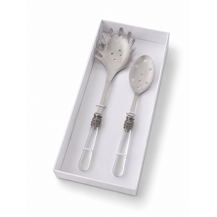 Pasta Cutlery Gift Set (2-Piece), Transparant, Spaghetti Server and Slotted Spoon | EME Napoleon