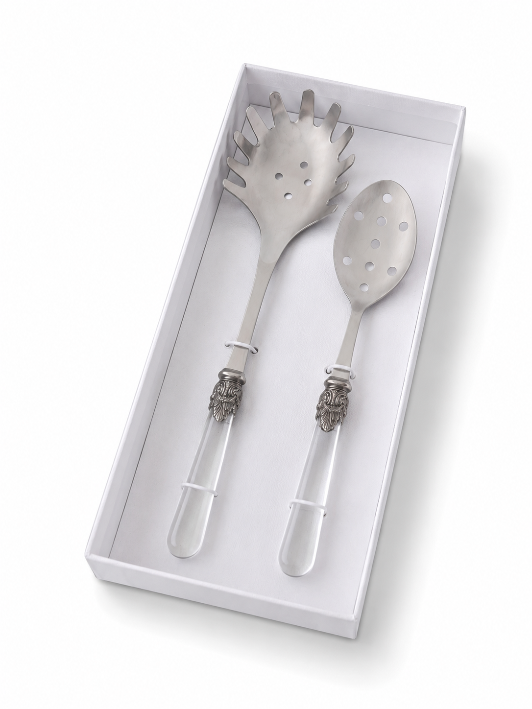 Set de Cubiertos para Pasta (2 piezas), Transparente, Cuchara para Espaguetis y Cuchara Ranurada | EME Napoleon