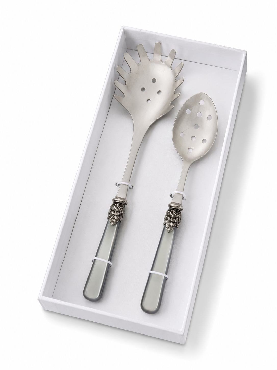 Coffret Couverts à Pâtes (2 pièces), Ivoire (Nacré), Cuillère à Spaghetti et Cuillère Perforée | EME Napoleon - Copy