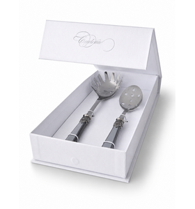 2-teiliges Pasta-Besteck-Geschenkset mit Spaghettilöffel und Schaumlöffel, Grau (Perlmutt)