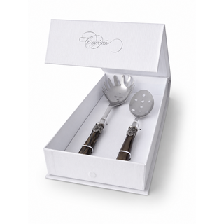 Set de Cubiertos para Pasta, Cuchara para Espaguetis y Cuchara Ranurada, Marron (Nácar)
