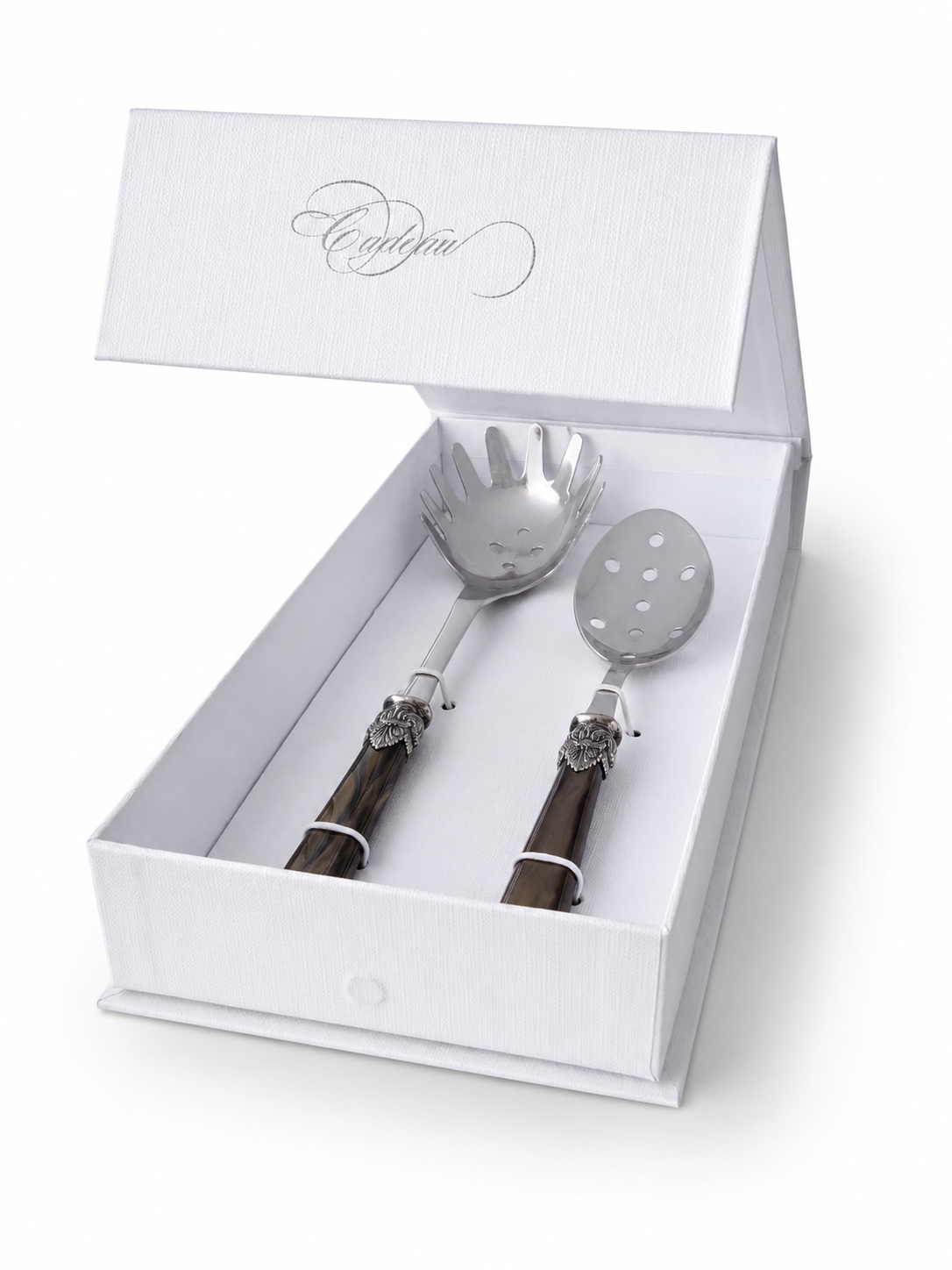 Pasta Cutlery Gift Set (2-Piece), Brown (mother-of-pearl), Spaghetti Server and Slotted Spoon | EME Napoleon