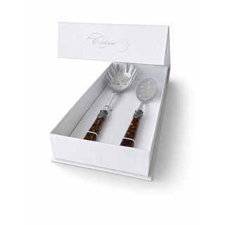 Coffret Couverts à Pâtes, Cuillère à Spaghetti et Cuillère Perforée, Marron (tortue)