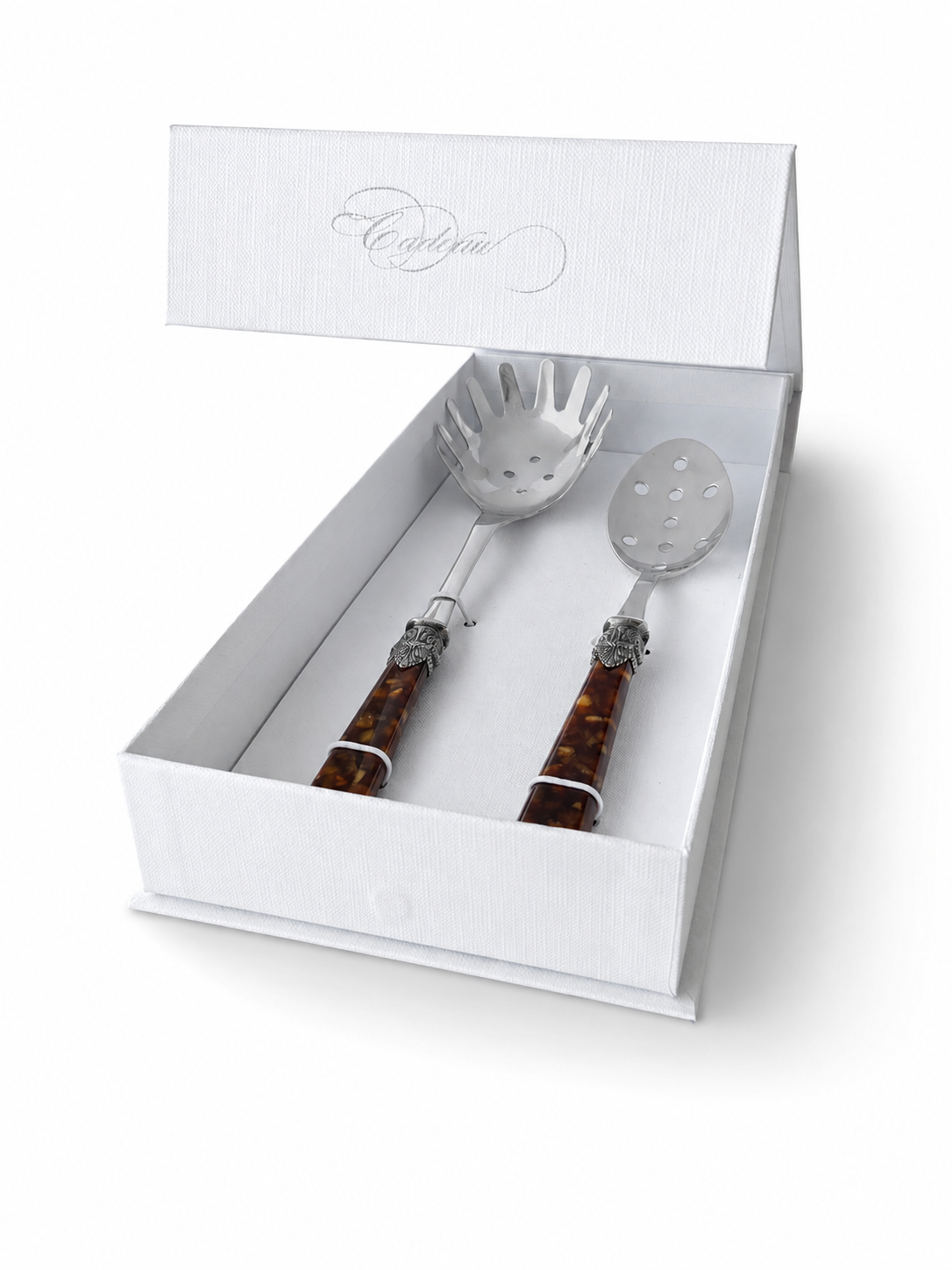 Pasta Cutlery Gift Set (2-Piece), Brown (mother-of-pearl), Spaghetti Server and Slotted Spoon | EME Napoleon - Copy
