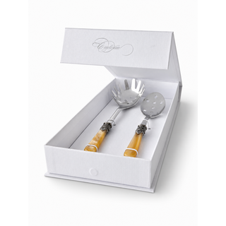 Pasta Besteck Geschenkset, Spaghettilöffel und Schaumlöffel, Honig (Perlmutt)