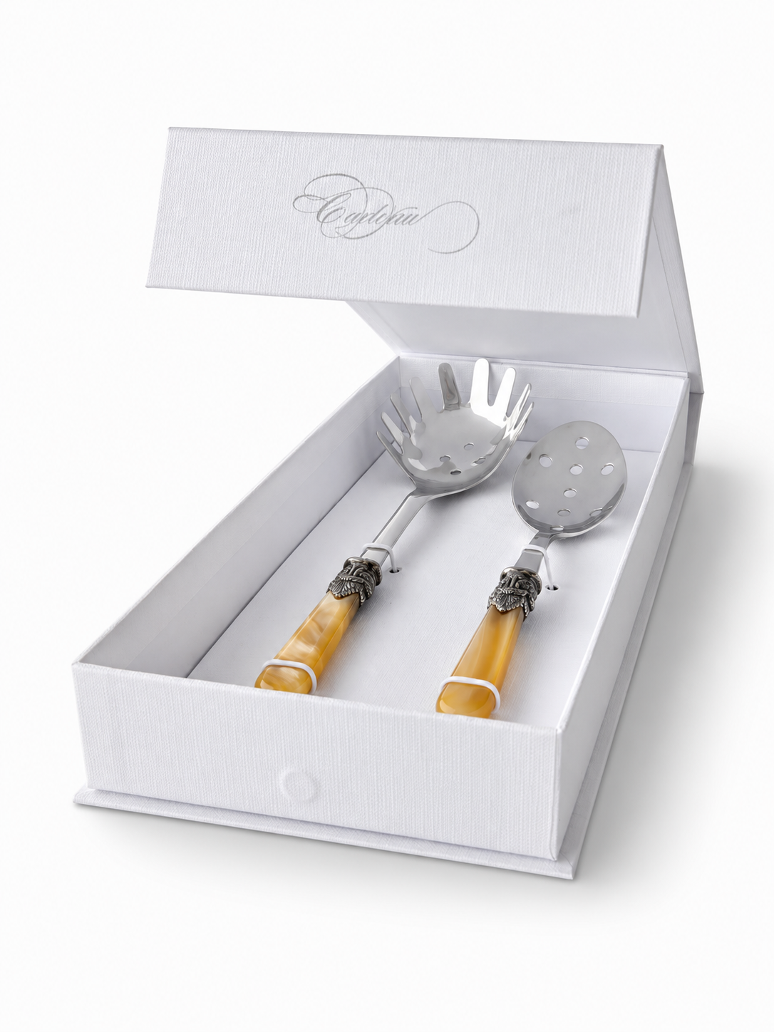 Pasta Besteck Geschenkset (2-teilig), Honig (Perlmutt), Spaghettilöffel und Schaumlöffel | EME Napoleon