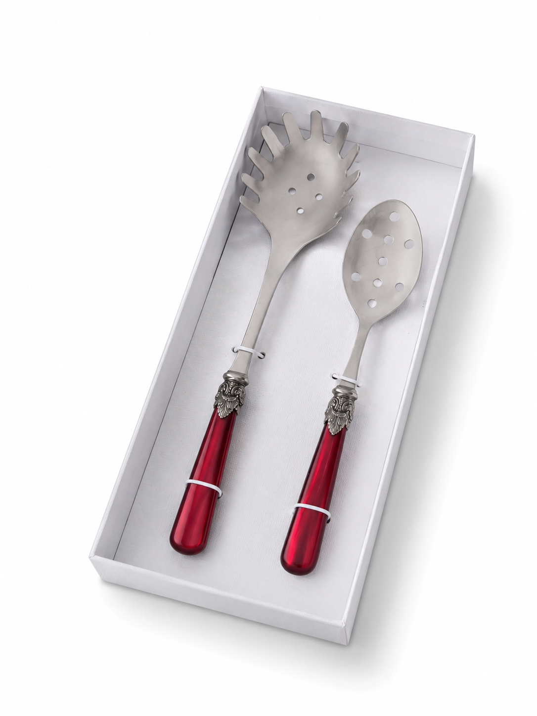 Pasta Besteck Geschenkset (2-teilig), Rot (Perlmutt), Spaghettilöffel und Schaumlöffel | EME Napoleon